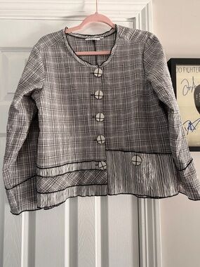 Habitat Black and White Plaid Top